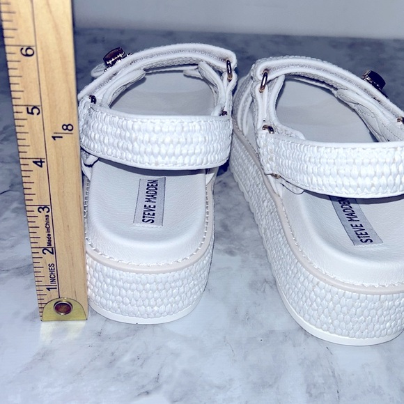 STEVEN MADDEN  WOMENS BIGMONA RAFFIA PLATFORM SANDAL WHITE Sz 8.5 NEW - Picture 5 of 9